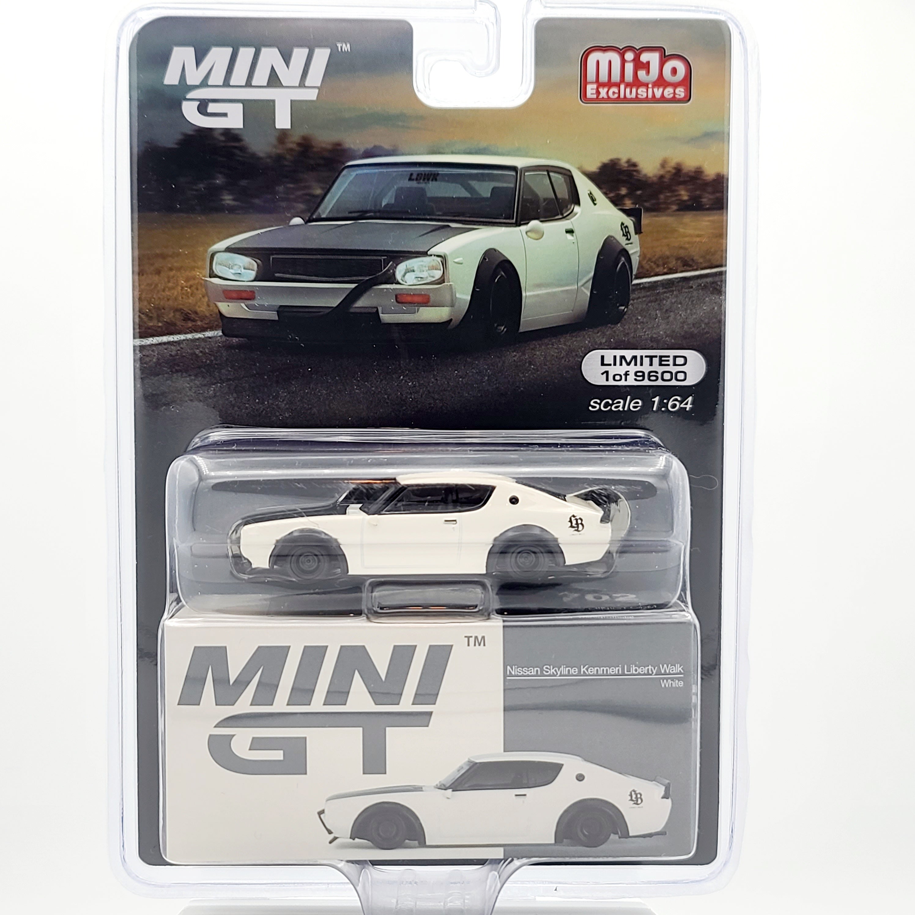 Mini GT Nissan Skyline Kenmeri Liberty Walk - 1:64 scale, white (2024 MIJO Exclusives - Limited Edition 1 of 9600)